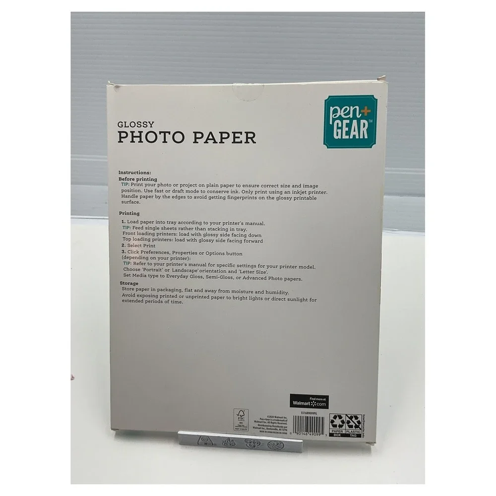 Pen + Gear Glossy Photo Paper 8.5x11‎ Inch 50 Sheets Inkjet